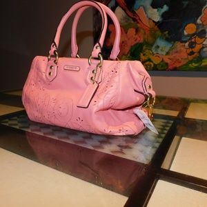 Coach Laser Cut Satchel Salmon